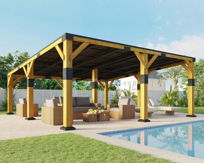 20' X 20' Cedar Wood Gazebo with Sloped Galvanized Steel Roof