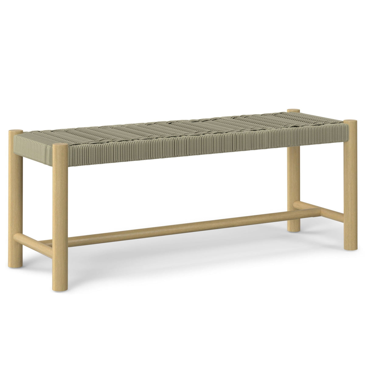 Dahlia Outdoor/Indoor Acacia Wood Bench with Hand‑Wrapped Rope Seat