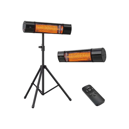 1500W Indoor Outdoor Carbon Infrared Electric Heater with Tripod Stand Wall Mount Remote Timer Tip-Over Switch