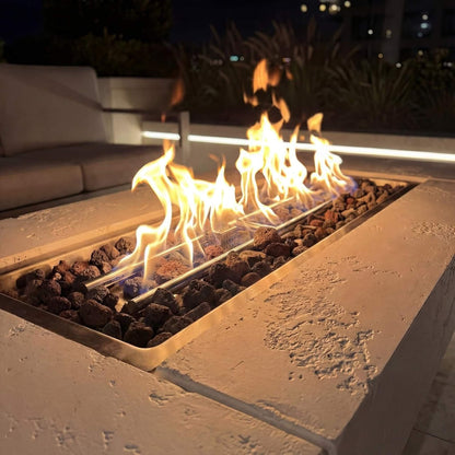 71" Outdoor 60,000 BTU Fire Pit Table with Tempered Glass Wind Guard