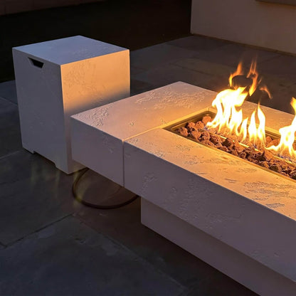 71" Outdoor 60,000 BTU Fire Pit Table with Tempered Glass Wind Guard