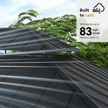 Modern Shade Wood Gazebo 12X16 with Double Galvanized Steel Roof