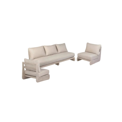 Outdoor Acacia Lazy 5‑Seater Chat Set with Water‑Repellent Cushions – Teak Finish