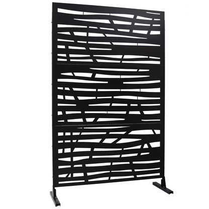 4Ft. X 6.33Ft. Black Outdoor and Indoor Freestanding Metal Privacy Screen Fence Panels for Lawn Garden (Not Composite)