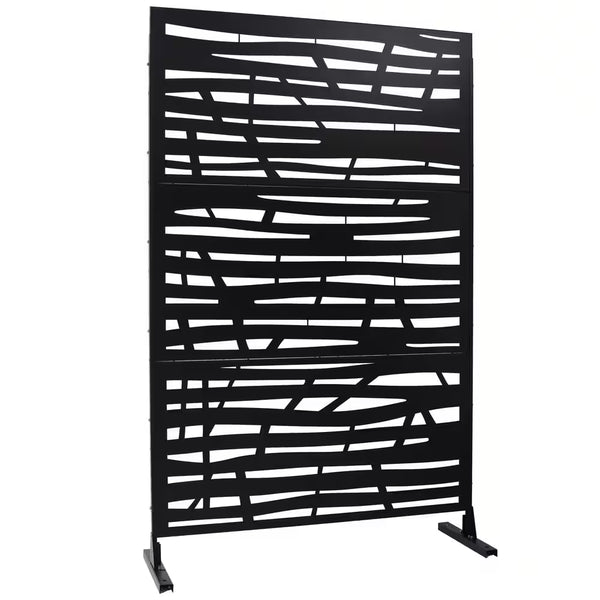 4Ft. X 6.33Ft. Black Outdoor and Indoor Freestanding Metal Privacy Screen Fence Panels for Lawn Garden (Not Composite)