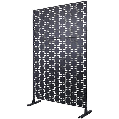 4 Ft. X 6.33 Ft. Black Outdoor and Indoor Freestanding Metal Privacy Screen Fence Panels for Lawn Garden (Not Composite)