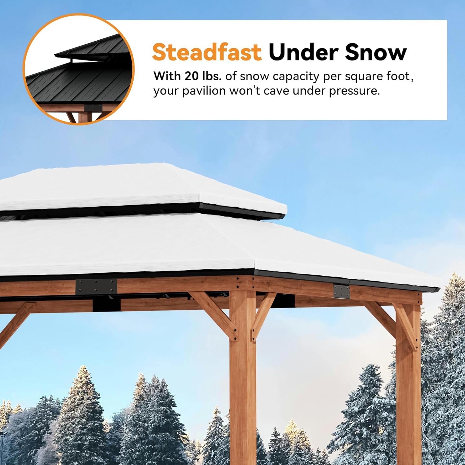 Modern Shade Wood Gazebo 12X16 with Double Galvanized Steel Roof