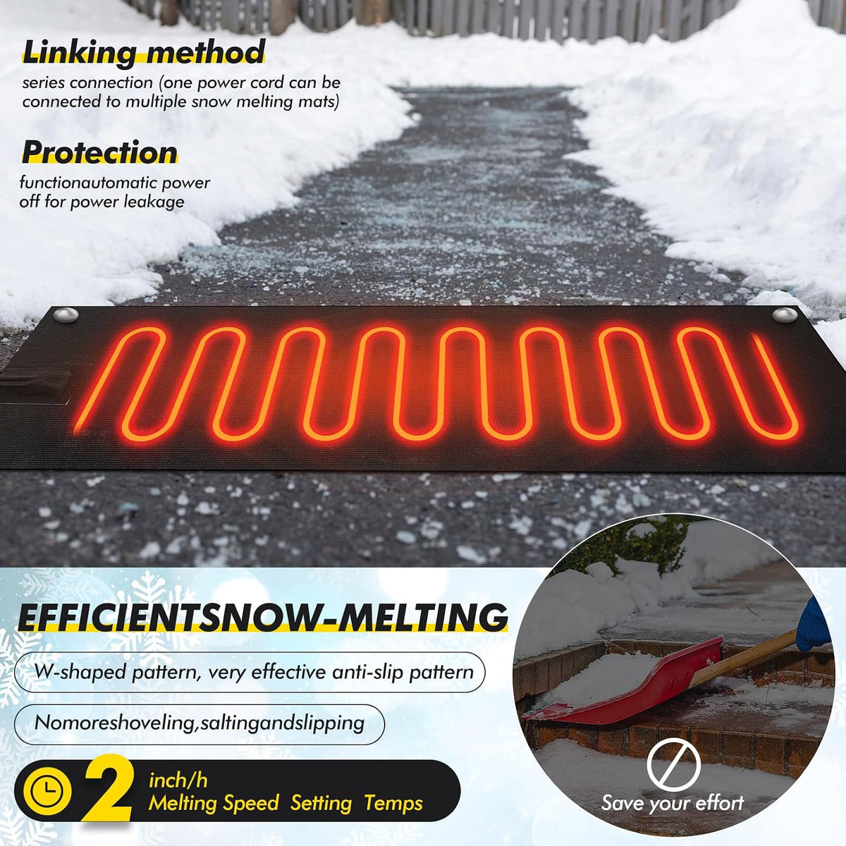 3 Pcs Snow Melting Mat for Stair, 10" X 35"