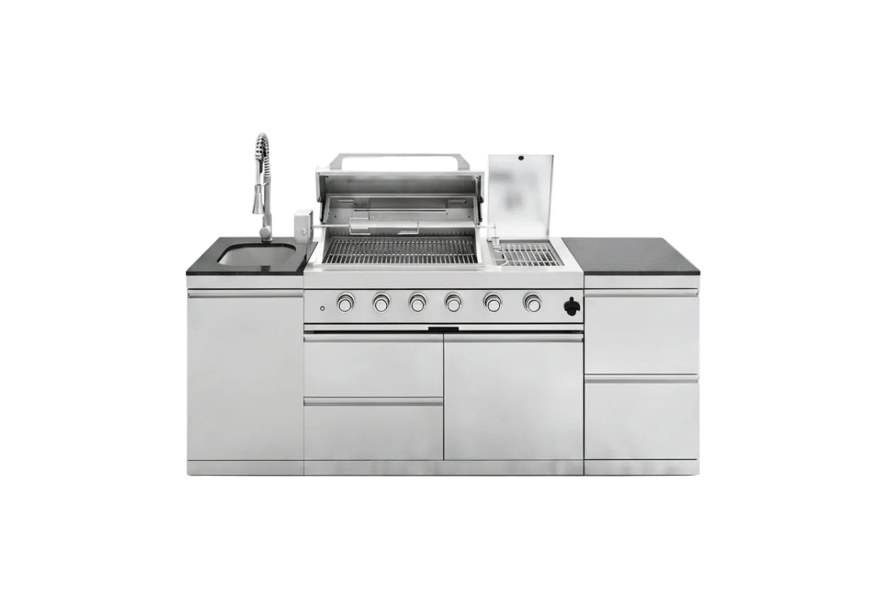 85-Inch Deluxe Stainless Steel Gas Outdoor Kitchen Barbecue Island Grill