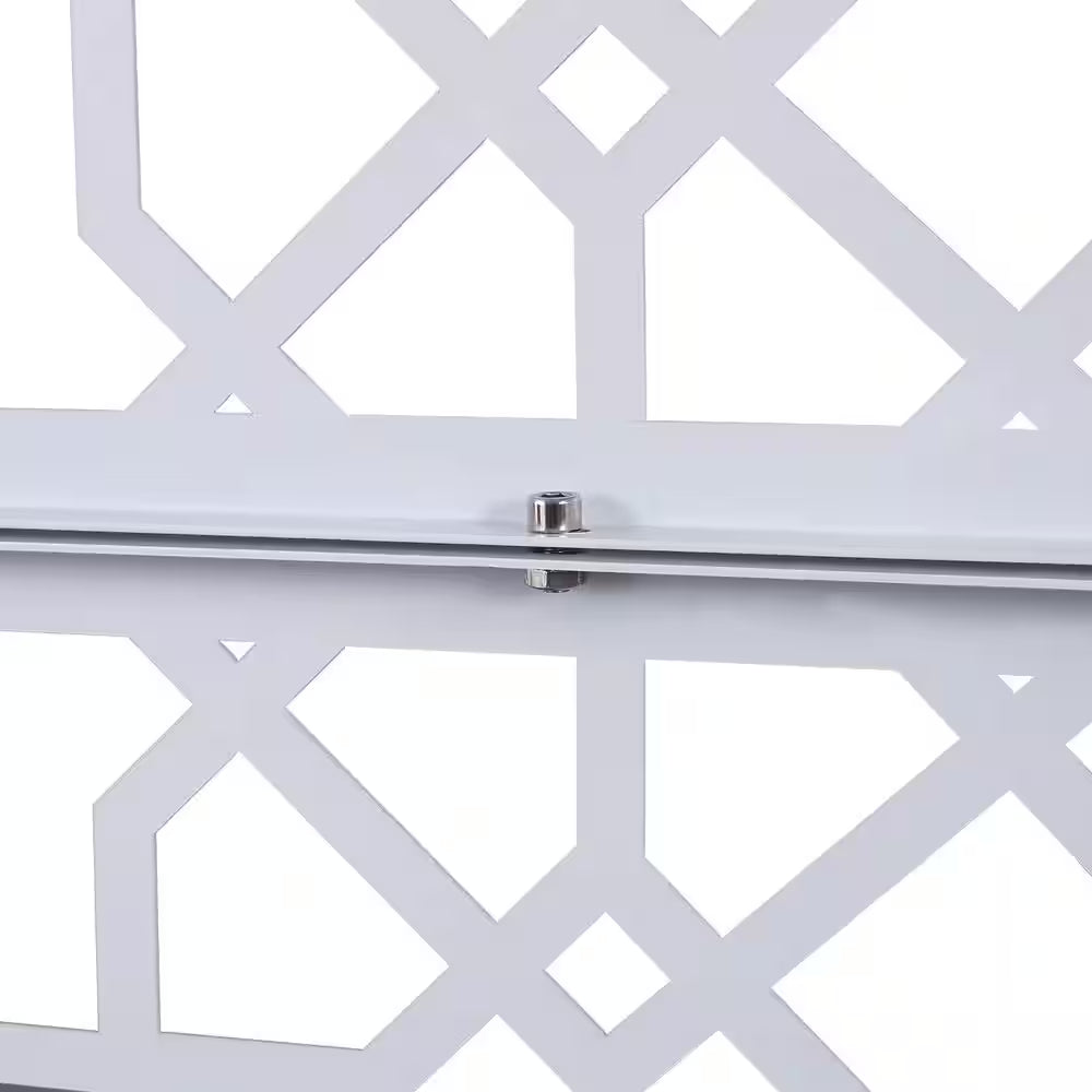 4 Ft. X 6.33 Ft. White Outdoor and Indoor Freestanding Metal Privacy Screen Fence Panels for Lawn Garden (Not Composite)
