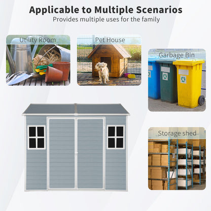 Resin Outdoor Storage Shed with Floor & Lockable Door - Gray or Black