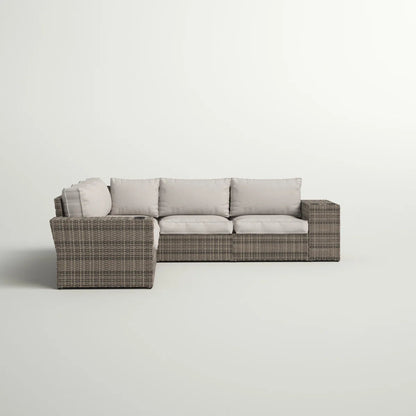 LSI 102'' Wide Outdoor Wicker Patio Sectional with Cushions