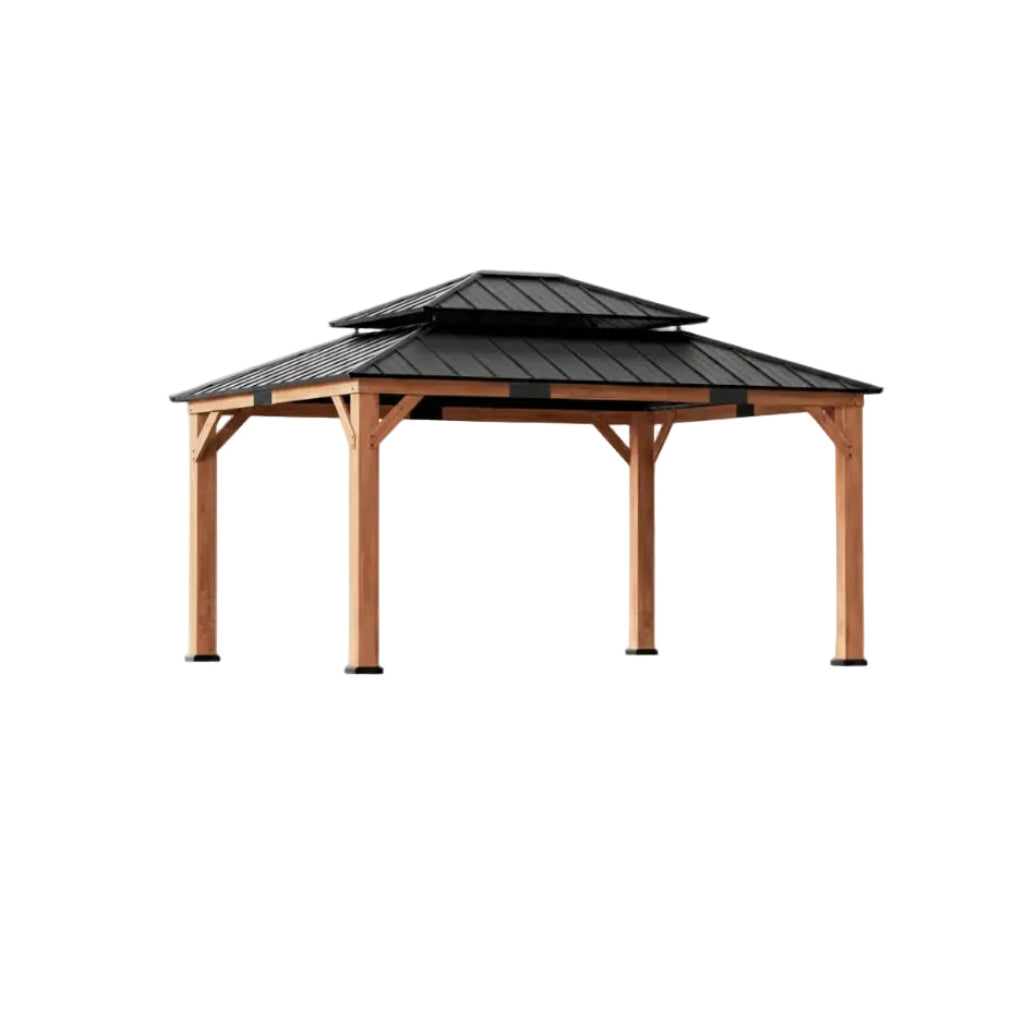 Modern Shade Wood Gazebo 12X16 with Double Galvanized Steel Roof