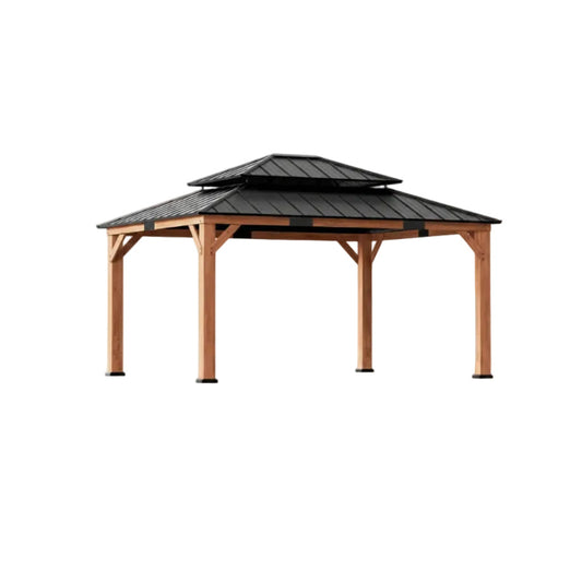 Modern Shade Wood Gazebo 12X16 with Double Galvanized Steel Roof