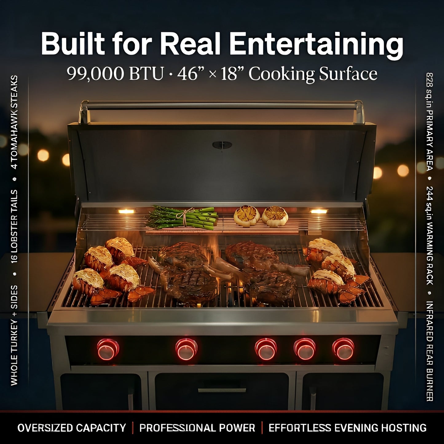 49'' Stainless Steel Standard Grill Featuring Infrared Back Burner