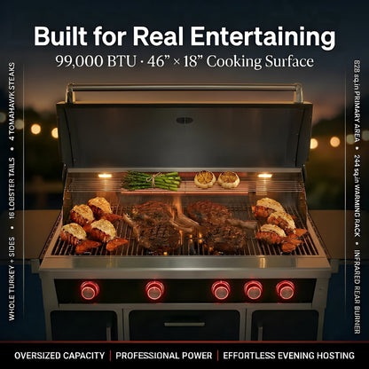 49'' Stainless Steel Standard Grill Featuring Infrared Back Burner