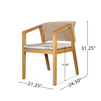 7-Piece Outdoor Acacia Wood Dining Set, 69" Rectangular Patio Table & 6 Mix