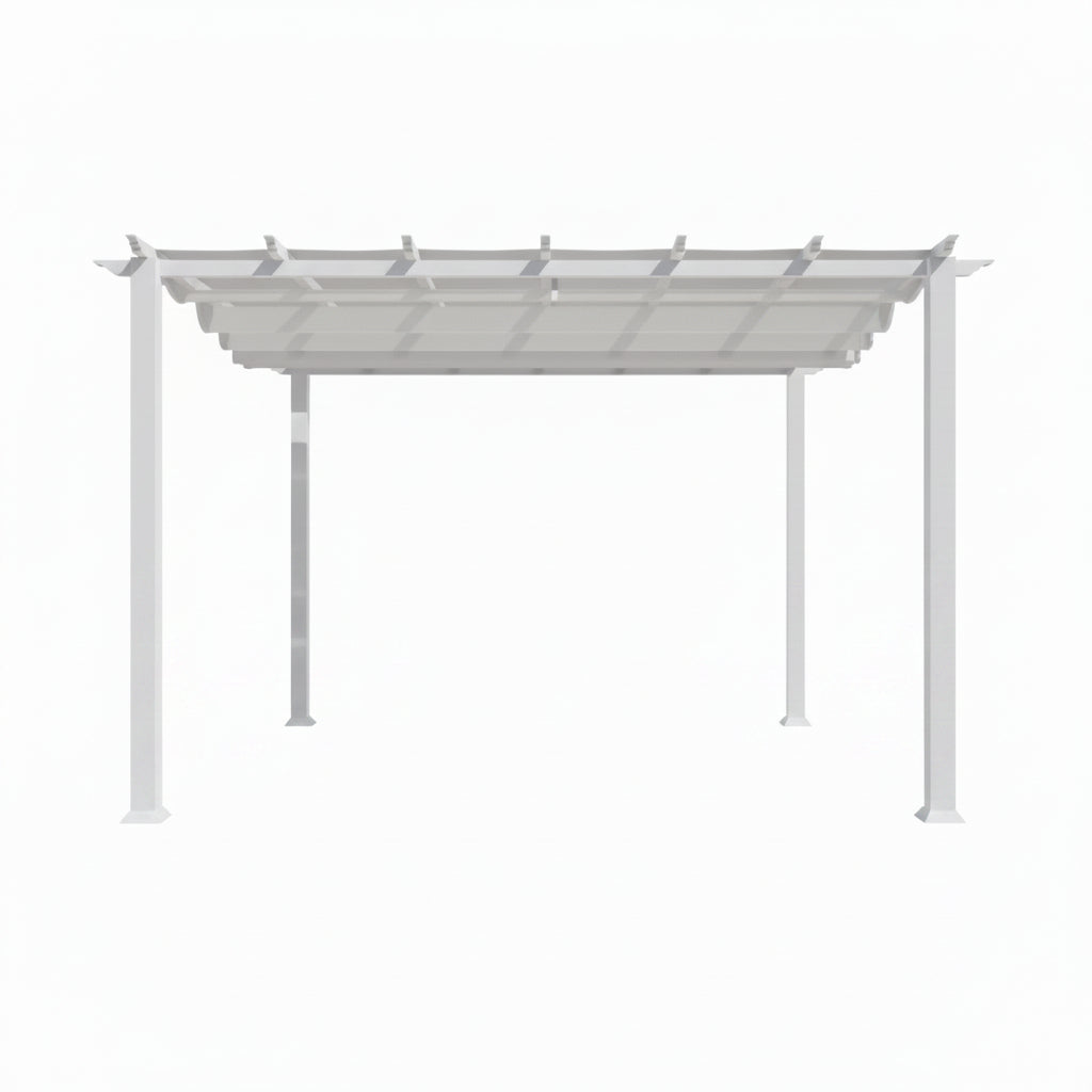 Florence 11 Ft. X 11 Ft. Aluminum Pergola in White Finish and White Canopy