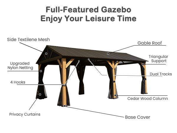 Cedar Wood Wall-Mounted Hardtop Gazebo