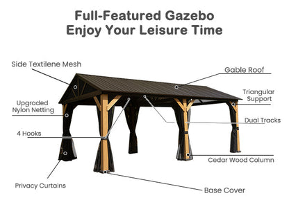 Cedar Wood Wall-Mounted Hardtop Gazebo