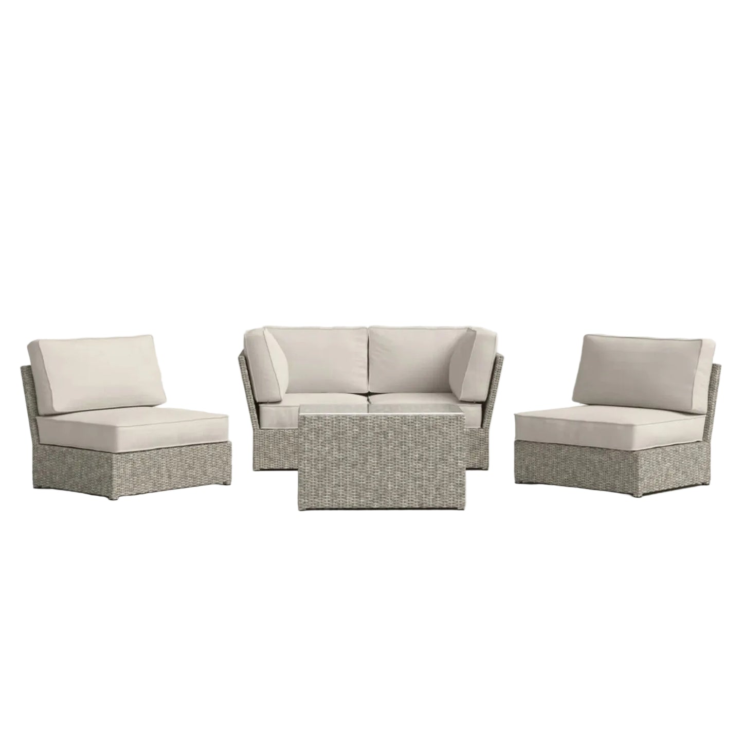 Fully Assembled Wicker Patio Seating Group for 4 with Cushions