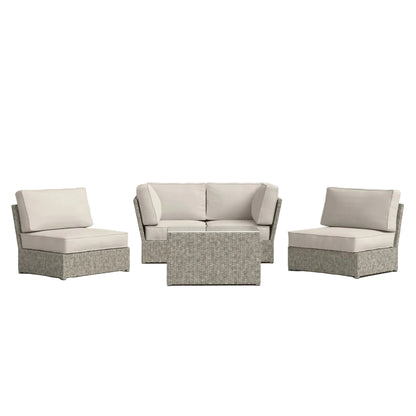 Fully Assembled Wicker Patio Seating Group for 4 with Cushions