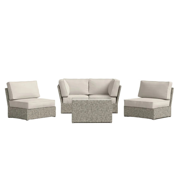 Fully Assembled Wicker Patio Seating Group for 4 with Cushions