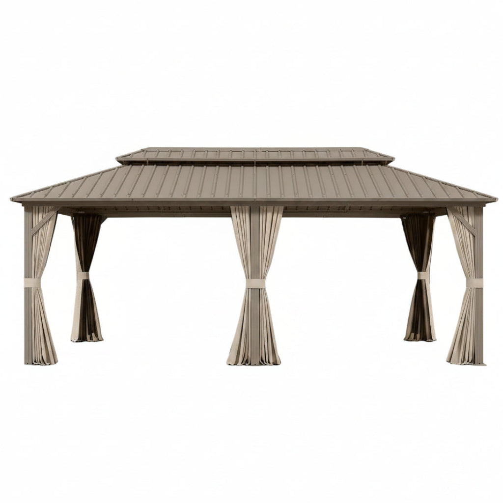 Outdoor Hardtop Gazebo 10' X 20' Champagne Aluminum Structure