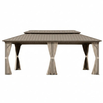Outdoor Hardtop Gazebo 10' X 20' Champagne Aluminum Structure