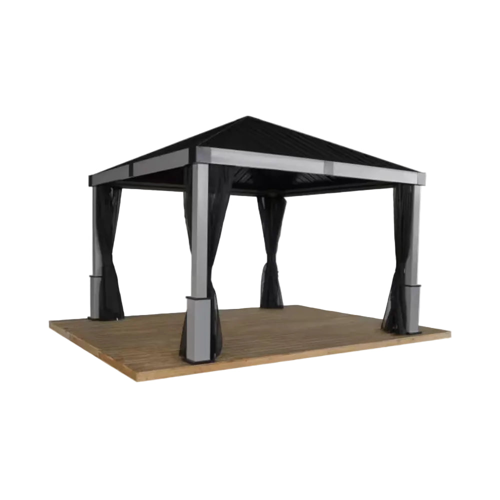 Lena 12 Ft. X 12 Ft. Grey Hard Top Rustproof Aluminum Framed Gazebo