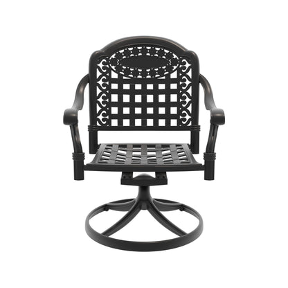 7-Piece Cast Aluminum Patio Dining Set with Oval Table - Black