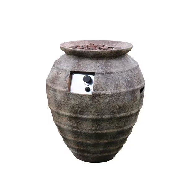 Pompeii 26 In. High Barrel Concrete Liquid Propane Fire Pit