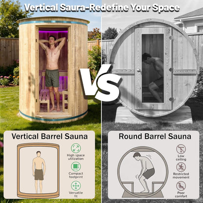 Barcelona 4-Person Cedar Wood Barrel Sauna