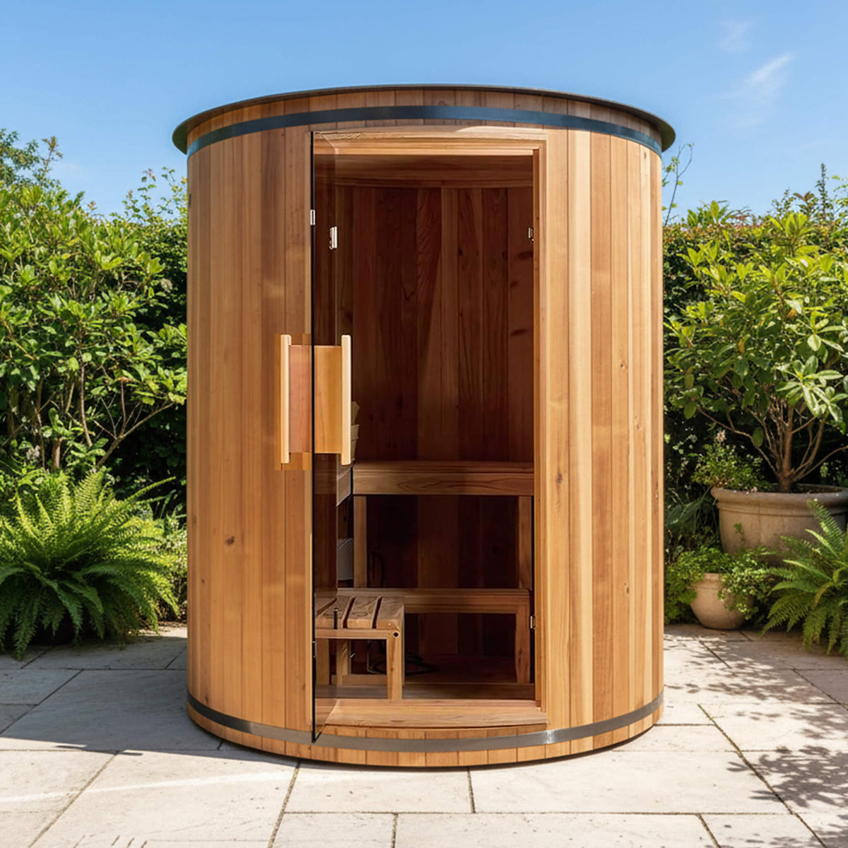 Barcelona 4-Person Cedar Wood Barrel Sauna