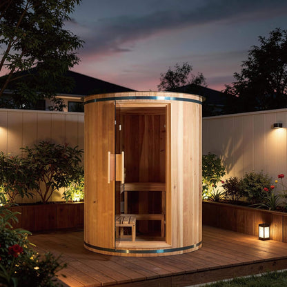 Barcelona 4-Person Cedar Wood Barrel Sauna