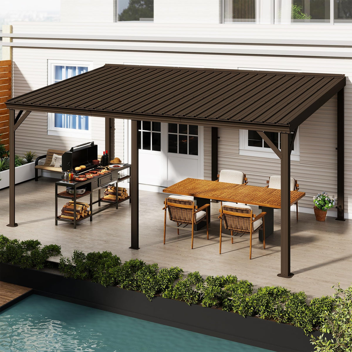 10'x16' Hardtop Lean-To Gazebo with Gutters