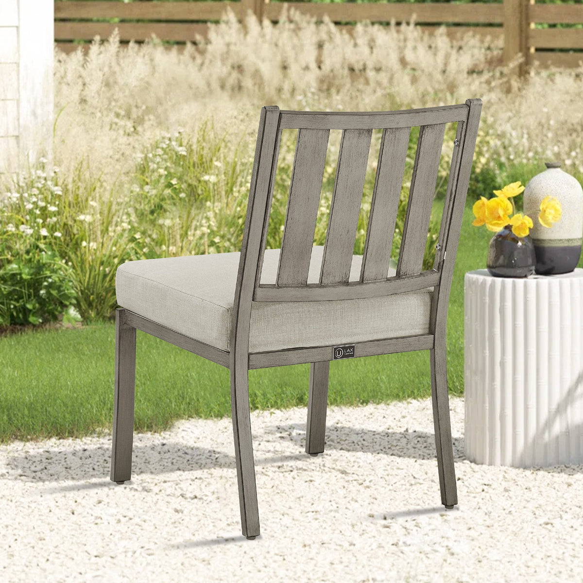 Azur Patio Round Dining Table Sets With Armless Chair And Sunbrella® Cushions