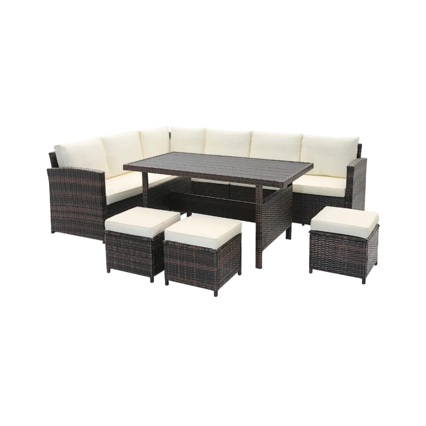 7 Pieces Wicker Patio Furniture Set-White
