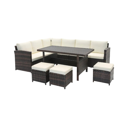 7 Pieces Wicker Patio Furniture Set-White