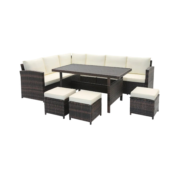 7 Pieces Wicker Patio Furniture Set-White