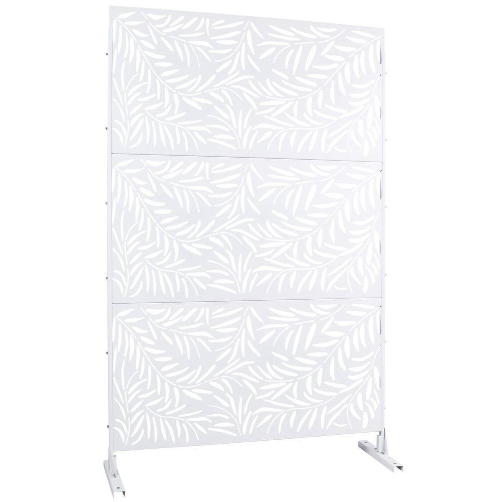 4 Ft. X 6.33 Ft. White Outdoor and Indoor Freestanding Metal Privacy Screen Fence Panels for Lawn Garden (Not Composite)