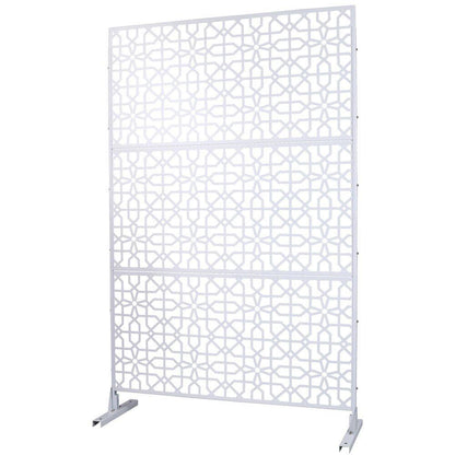 4 Ft. X 6.33 Ft. White Outdoor and Indoor Freestanding Metal Privacy Screen Fence Panels for Lawn Garden (Not Composite)
