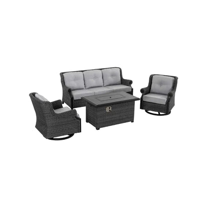 Lassen 4-Piece Firepit Set with Swivel Rocking Chairs