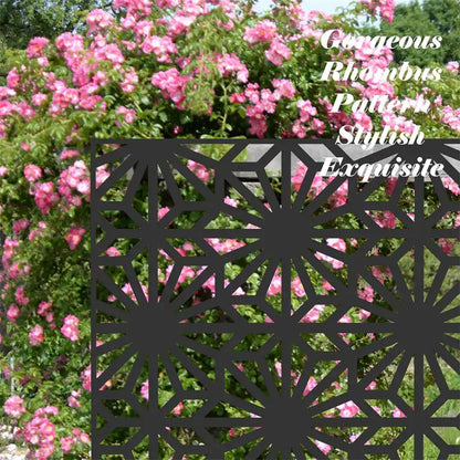 4.03 Ft. X 5.9 Ft.Outdoor and Indoor Freestanding Steel Squared Flat Privacy Screen, Fence Panels in Black