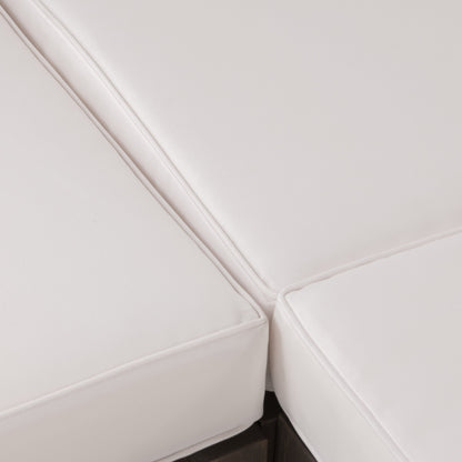 Oana Corner Bench Patio Furniture Set with Acacia Wood - White
