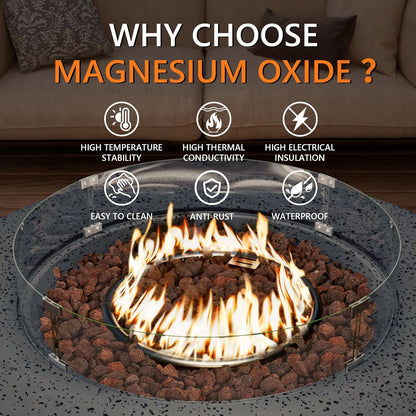 COSIEST 41 inch Outdoor Propane Fire Pit Coffee Table w Concrete Round Base Patio Heater, CSA Certified, 50,000 BTU Stainless Steel Burner, Free Lava Rocks, Rain Cover, Wind Guard, Tank Cover, Gray