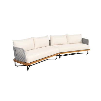 Lucca Outdoor Acacia Wood Rope Woven Sofa Sectional Set