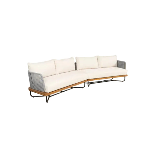 Lucca Outdoor Acacia Wood Rope Woven Sofa Sectional Set