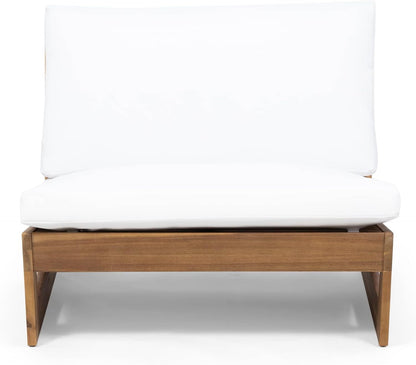 Sherwood Acacia Wood Outdoor Lounge Chairs and 50,000 BTU Square Propane Fire Pit,White, Teak, and Light Gray