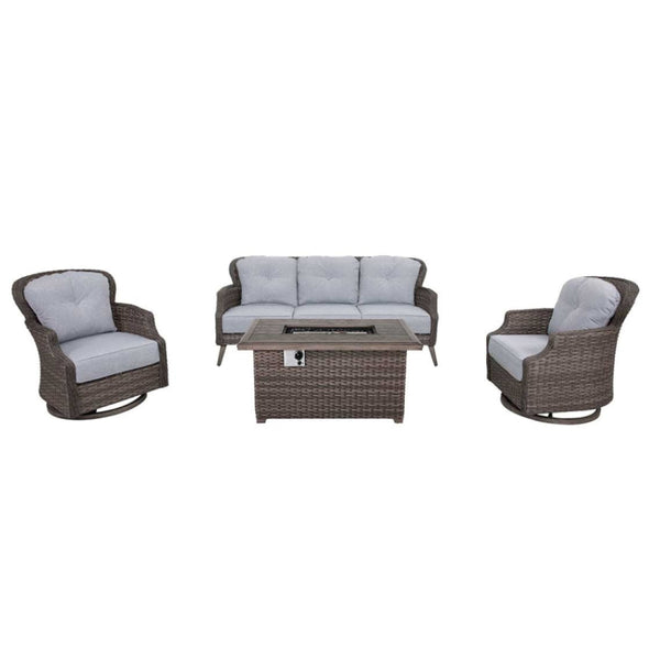 Tenaya 4-Piece Firepit Set with Swivel Rocking Chairs